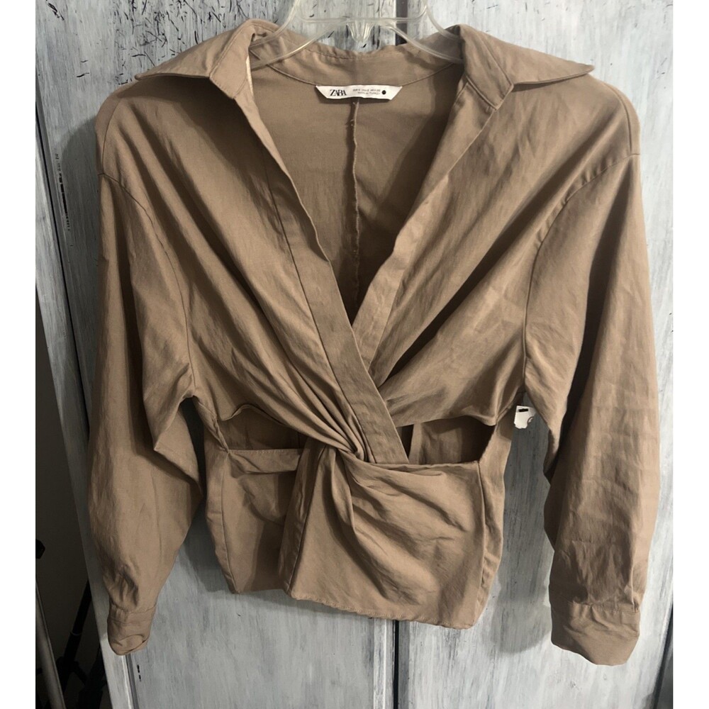 Zara crisscross collard cut out blouse Sm Y2K Sexy Classy